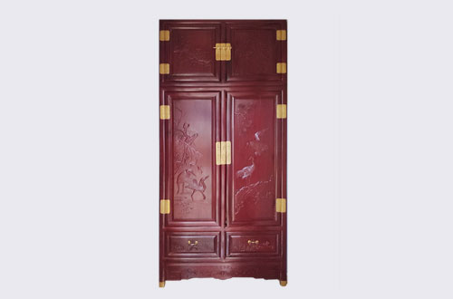 昌江高端中式家居装修深红色纯实木衣柜