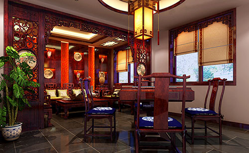 昌江古典中式风格茶楼包间设计装修效果图